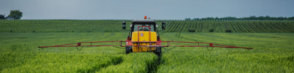 A photo of a tractor in a field