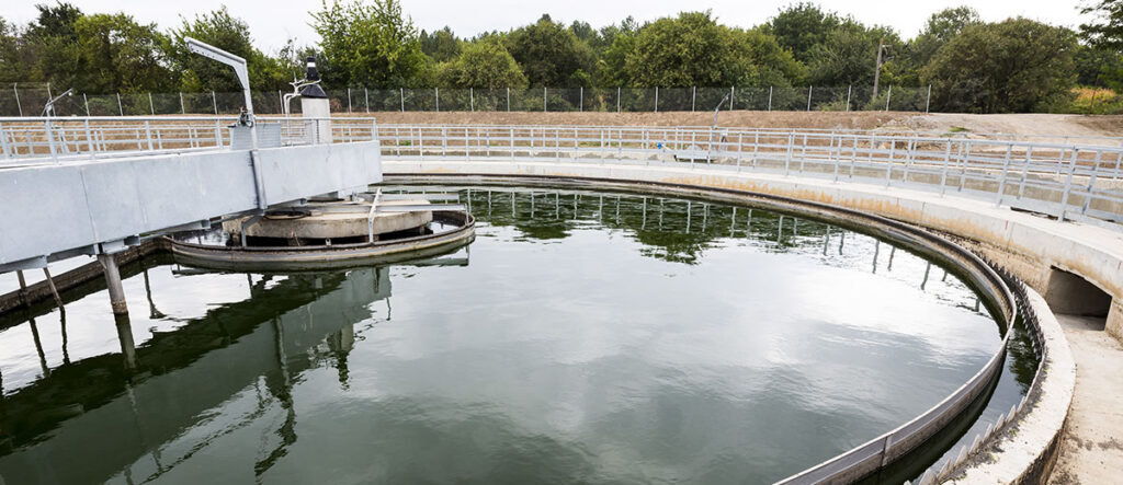 A photo of a basin in a water treatment plant